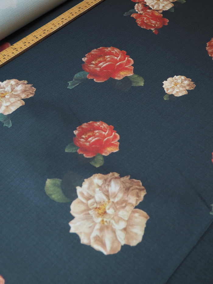 Black Floral Crepe