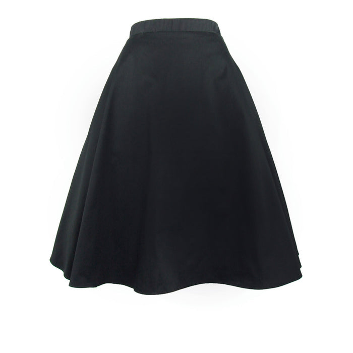 Circle skirt on mannequin, Close up, All black material