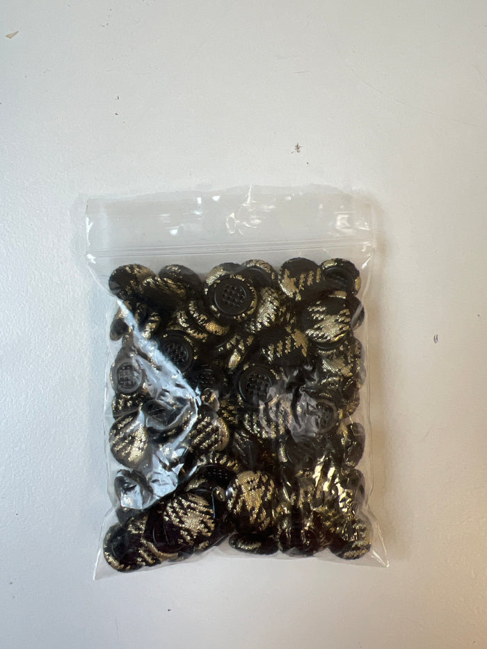 Black + Gold Houndstooth Fabric Covered Buttons 13mm x100