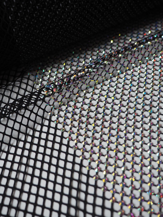 Black Iridescent Crystal Fishnet