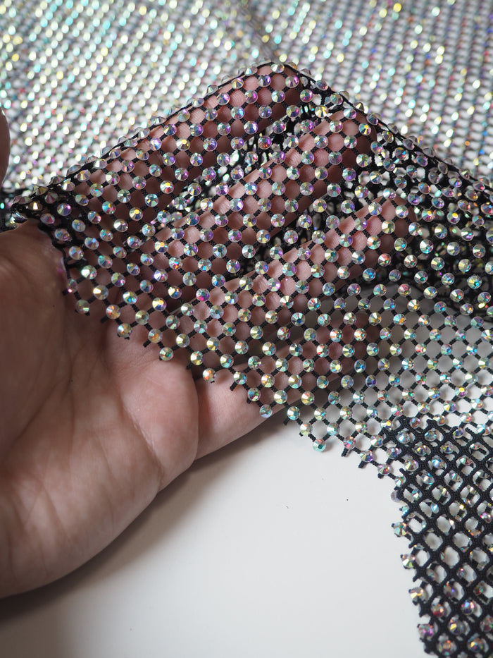 Black Iridescent Crystal Fishnet