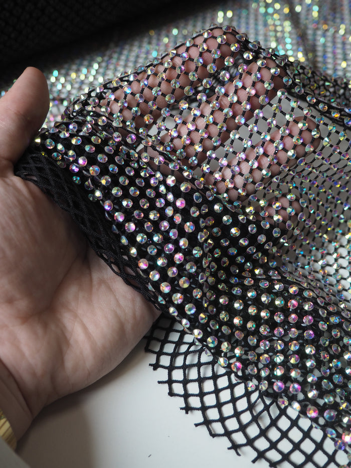 Black Iridescent Crystal Fishnet