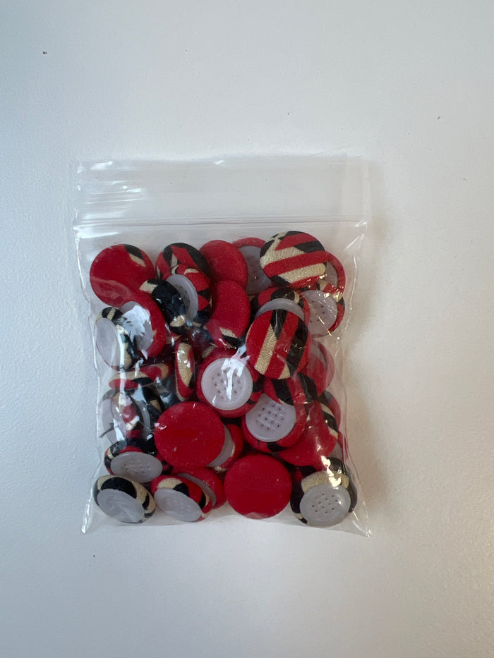 Black + Red Houndstooth Fabric Covered Buttons 12mm x44