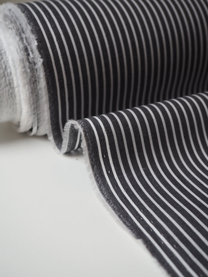 Black + White Stripe Coated Cotton