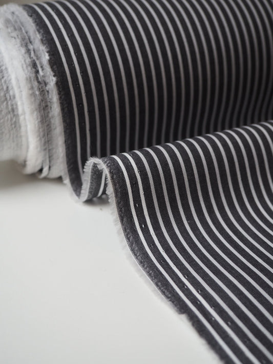 Black + White Stripe Coated Cotton