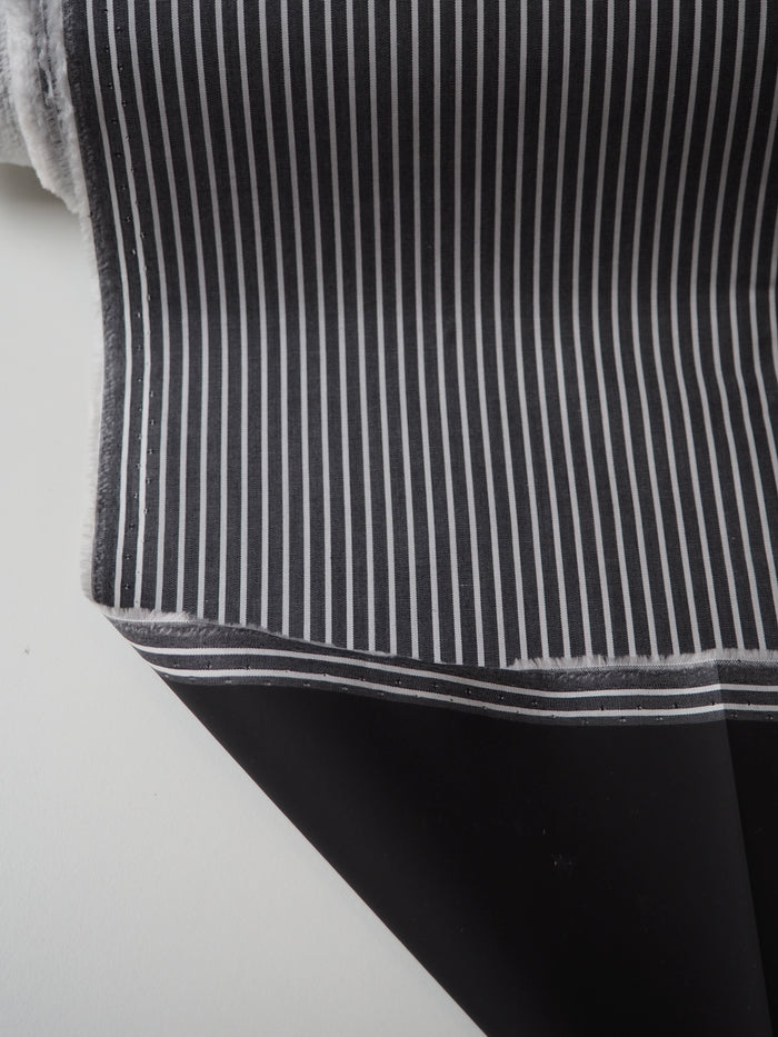 Black + White Stripe Coated Cotton