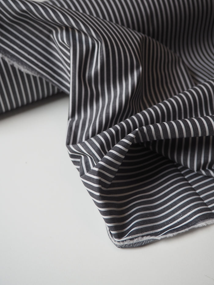 Black + White Stripe Coated Cotton