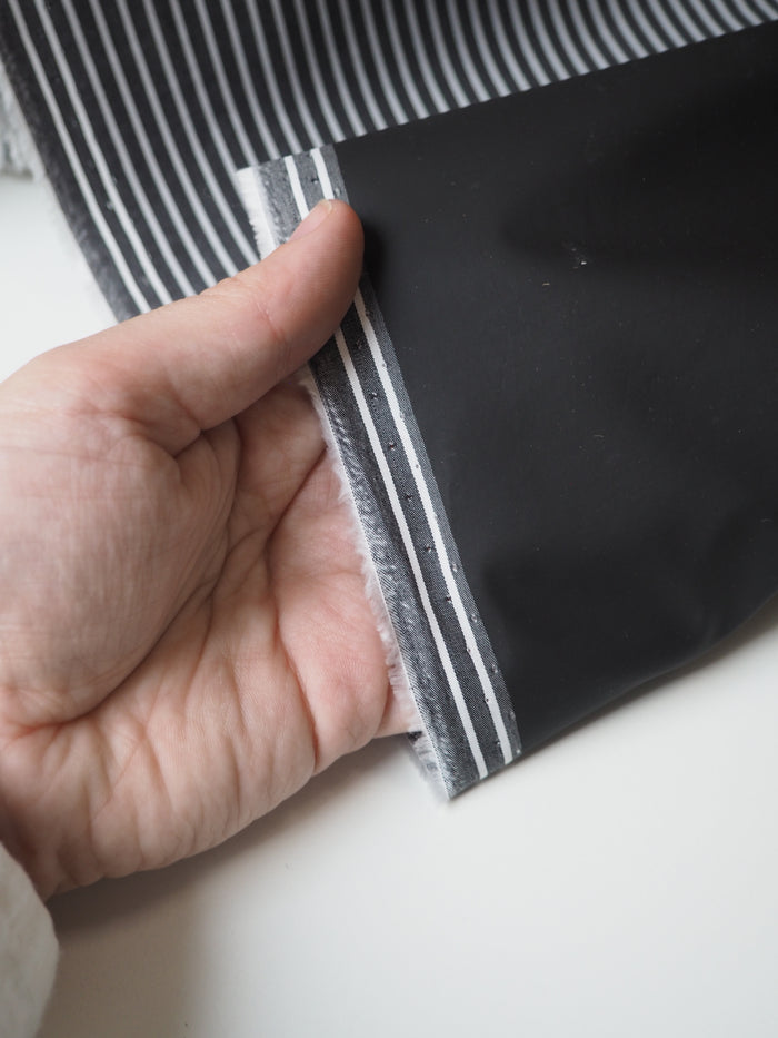 Black + White Stripe Coated Cotton