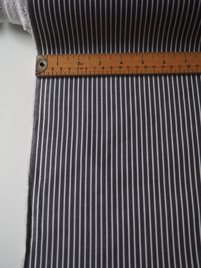 Black + White Stripe Coated Cotton