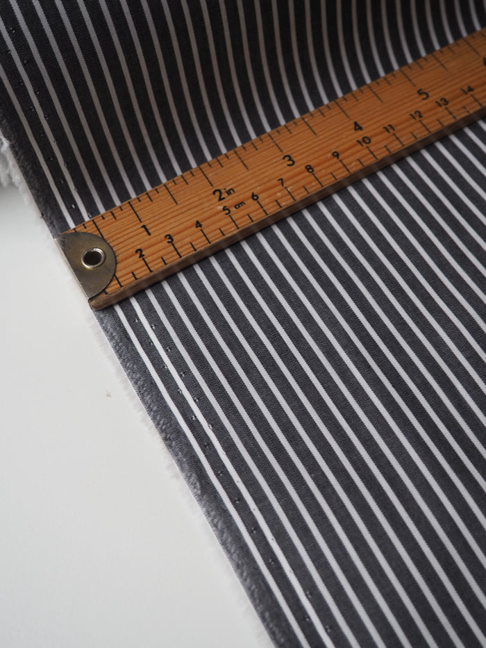 Black + White Stripe Coated Cotton