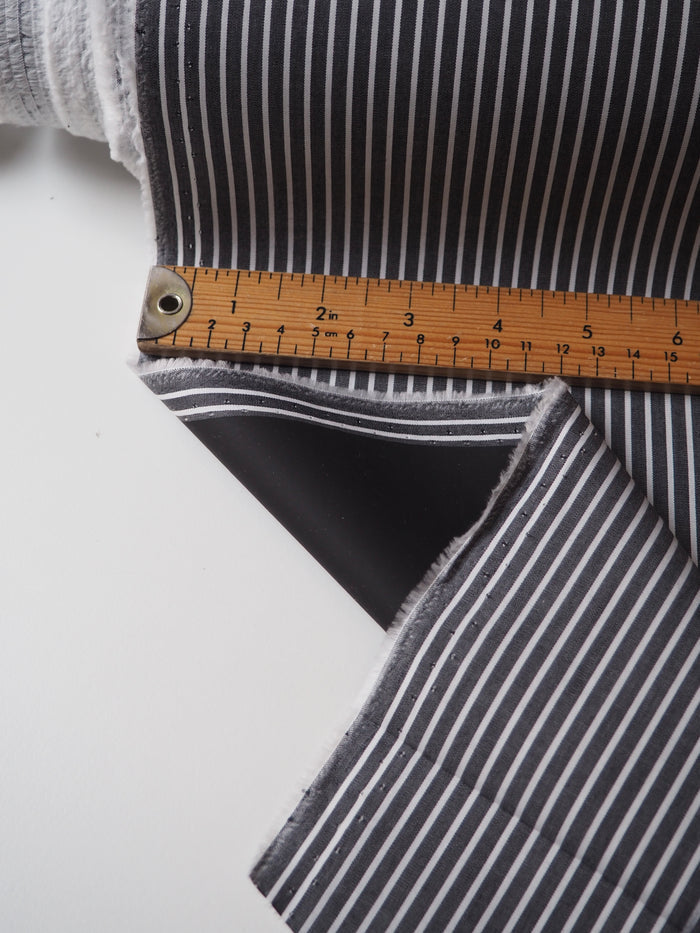 Black + White Stripe Coated Cotton
