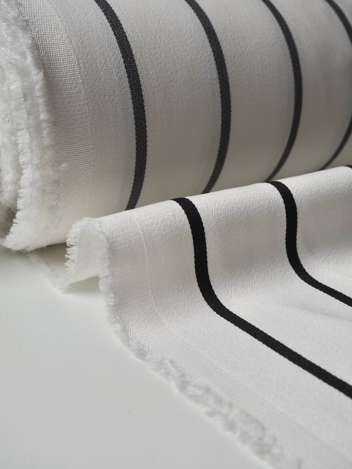 Black + White Stripe Viscose Crepe-Backed Satin