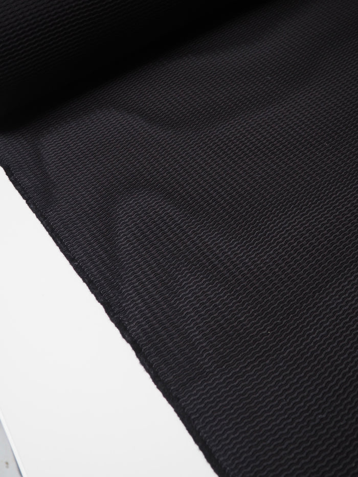Black Wool Blend Ottoman Jacquard