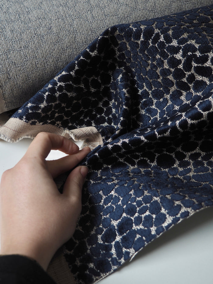 Blue Chenille Dot Furnishing