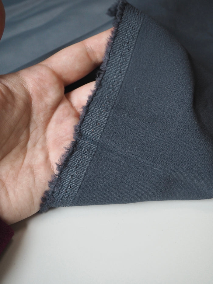 Blue Grey Stretch Viscose/Acetate Crepe-Backed Satin