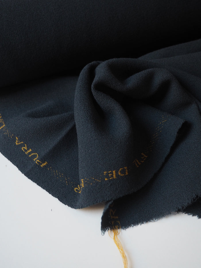 Blue Grey Wool Crepe