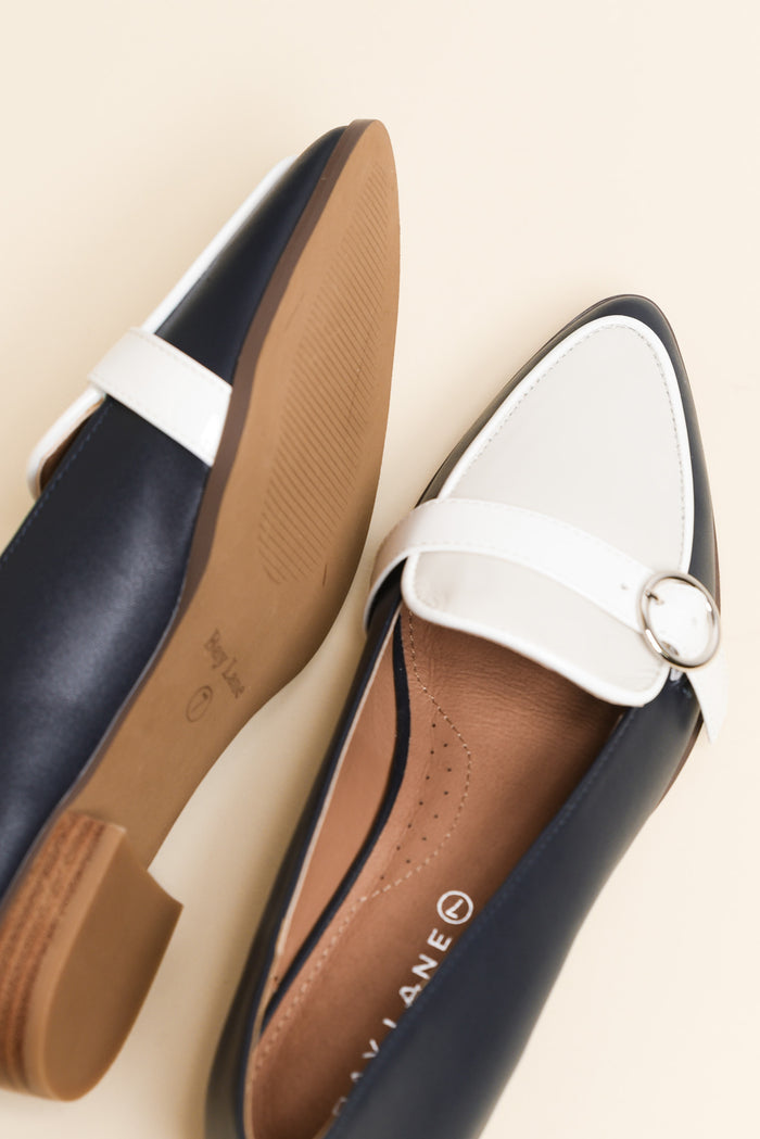 Boston Navy Contrast Leather Loafer