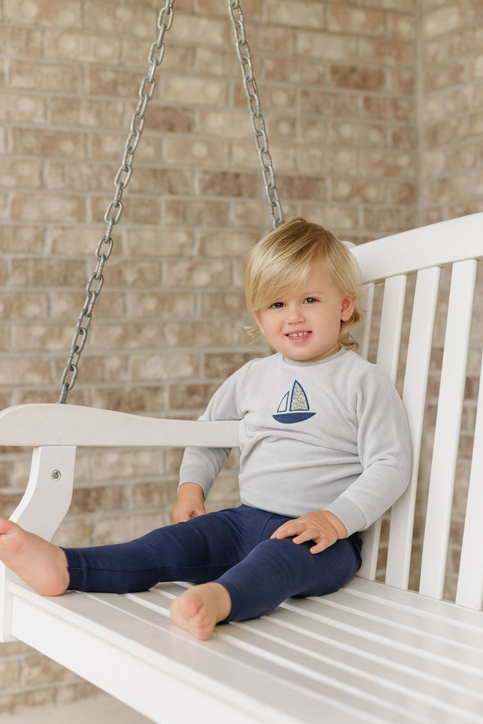Boys 2 Piece Set – Blue – Embroidered Berry