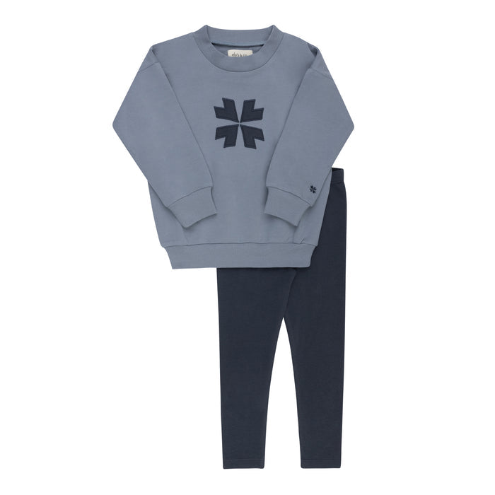 Boys 2 Piece Set – Blue – Embroidered Clover