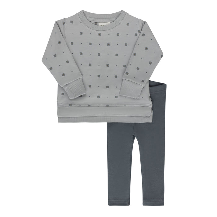 Boys 2 Piece Set – Blue – Geometric Floral