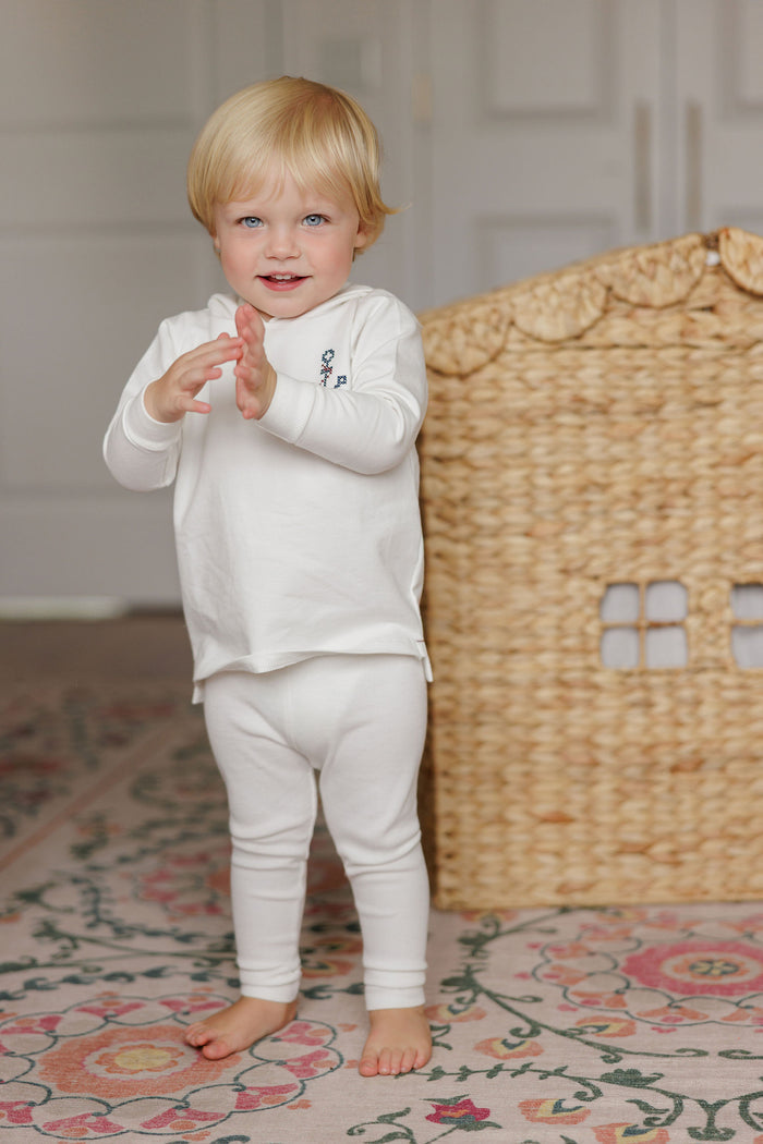 Boys 2 Piece Set – Ivory Boy – Cross Stitch