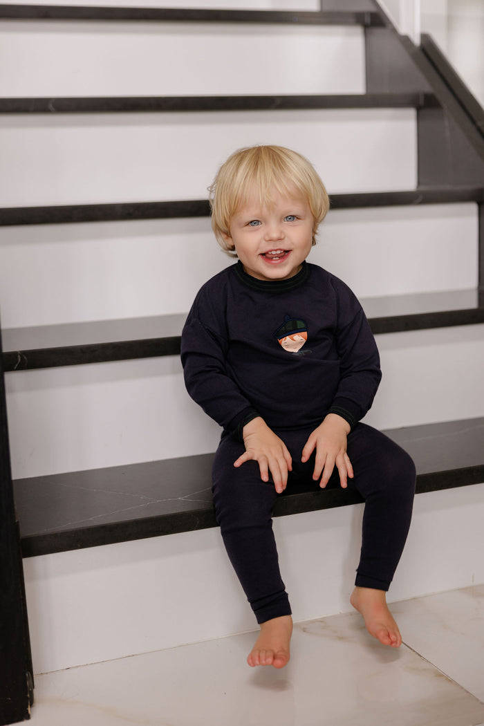Boys 2 Piece Set – Navy – French Terry Scottish