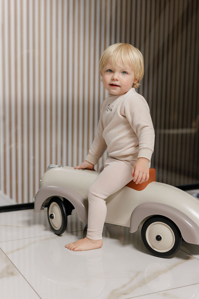 Boys 2 Piece Set – Tan – Embroidered ABC