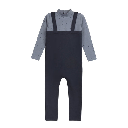 Boys Bodysuit & Overalls – Blue – Clover Print