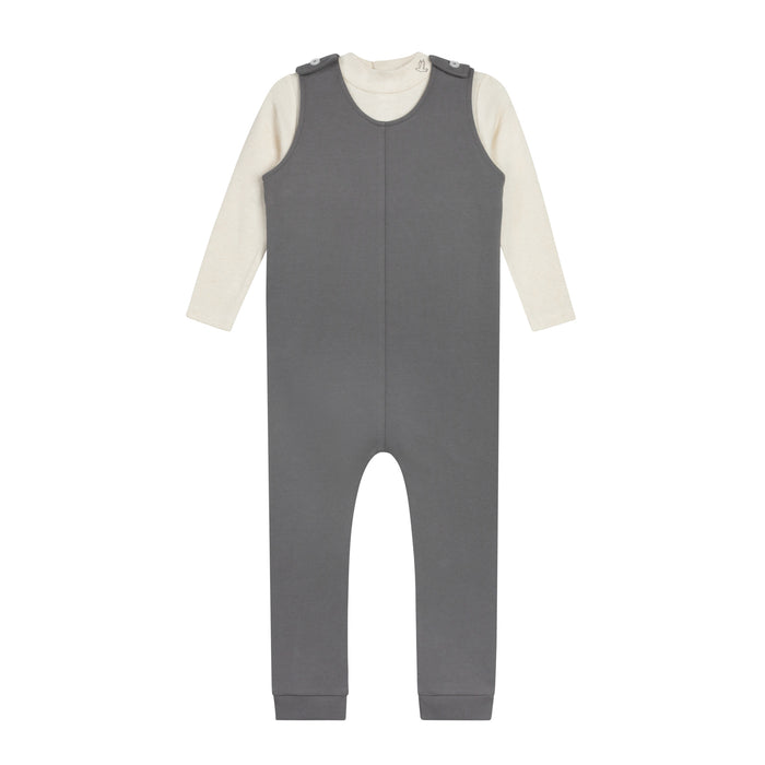 Boys Bodysuit & Overalls – Cream Charcoal – Bird Seam
