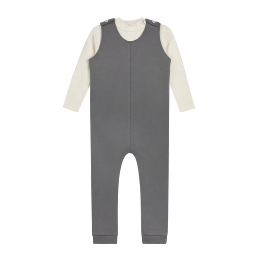Boys Bodysuit & Overalls – Cream Charcoal – Bird Seam