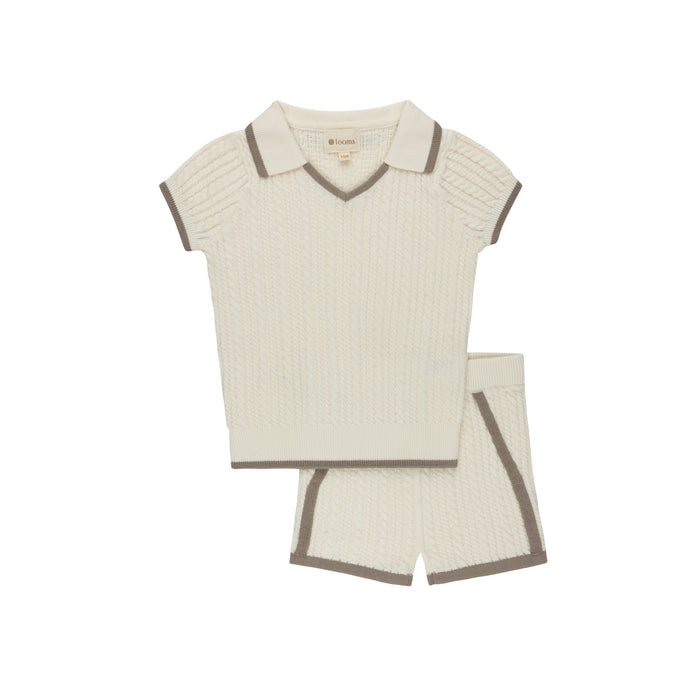 Boys Cable Knit 2 Piece Set – Ivory – Keepsake Collection
