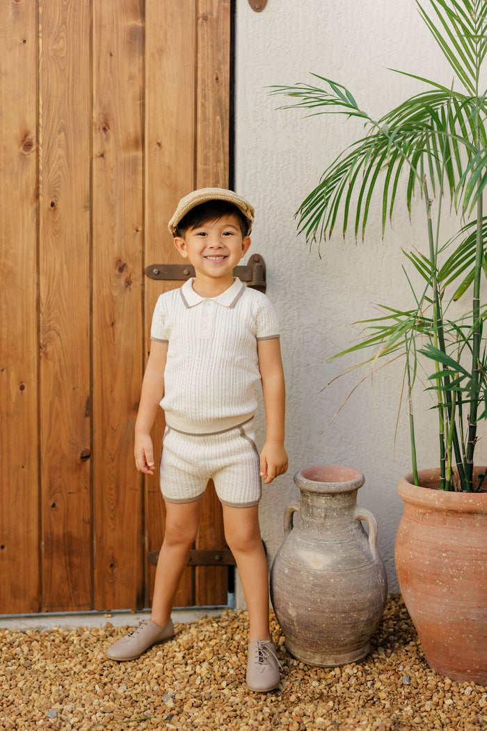Boys Cable Knit 2 Piece Set – Ivory – Keepsake Collection