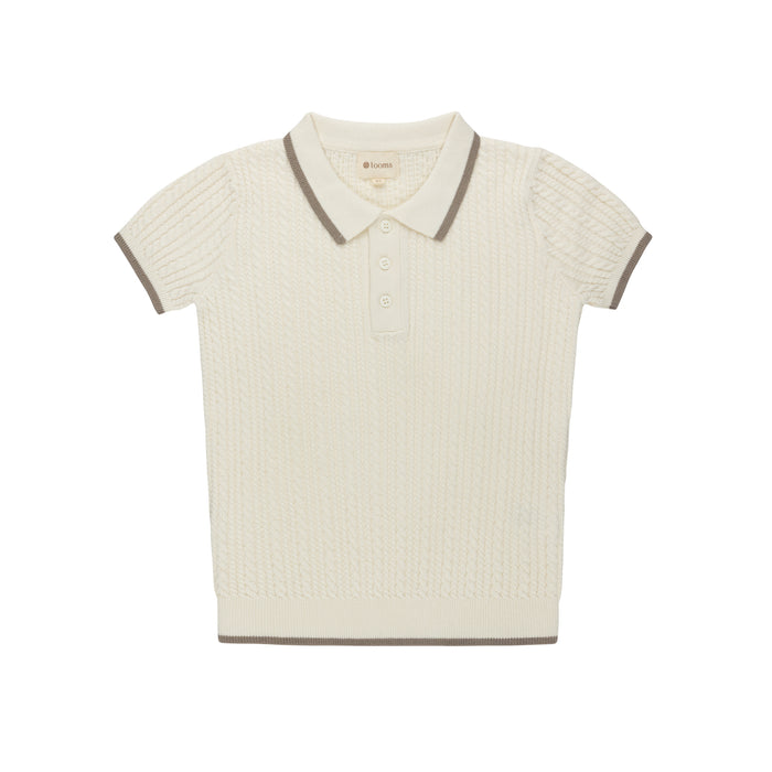 Boys Cable Knit Polo – Ivory – Keepsake Collection