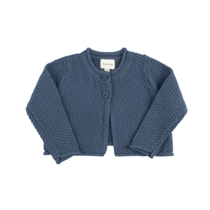 Boys Cardigan – Blue – Floral Star Knit