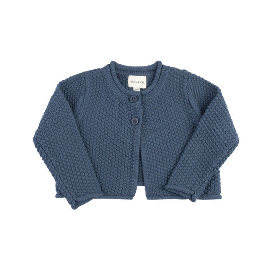Boys Cardigan – Blue – Floral Star Knit