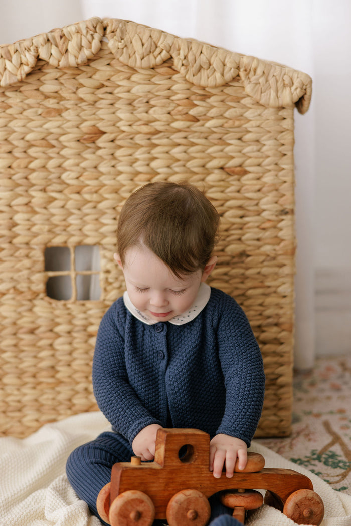 Boys Cardigan – Blue – Floral Star Knit