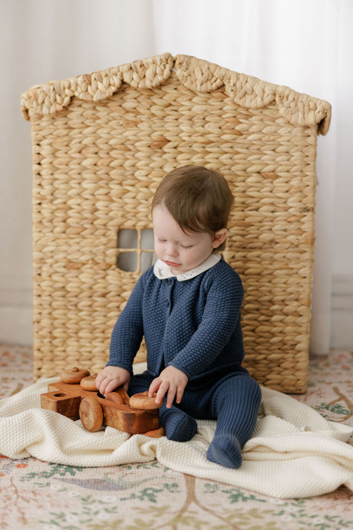 Boys Cardigan – Blue – Floral Star Knit