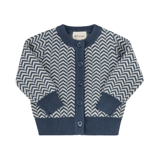 Boys Cardigan – Blue – Herringbone