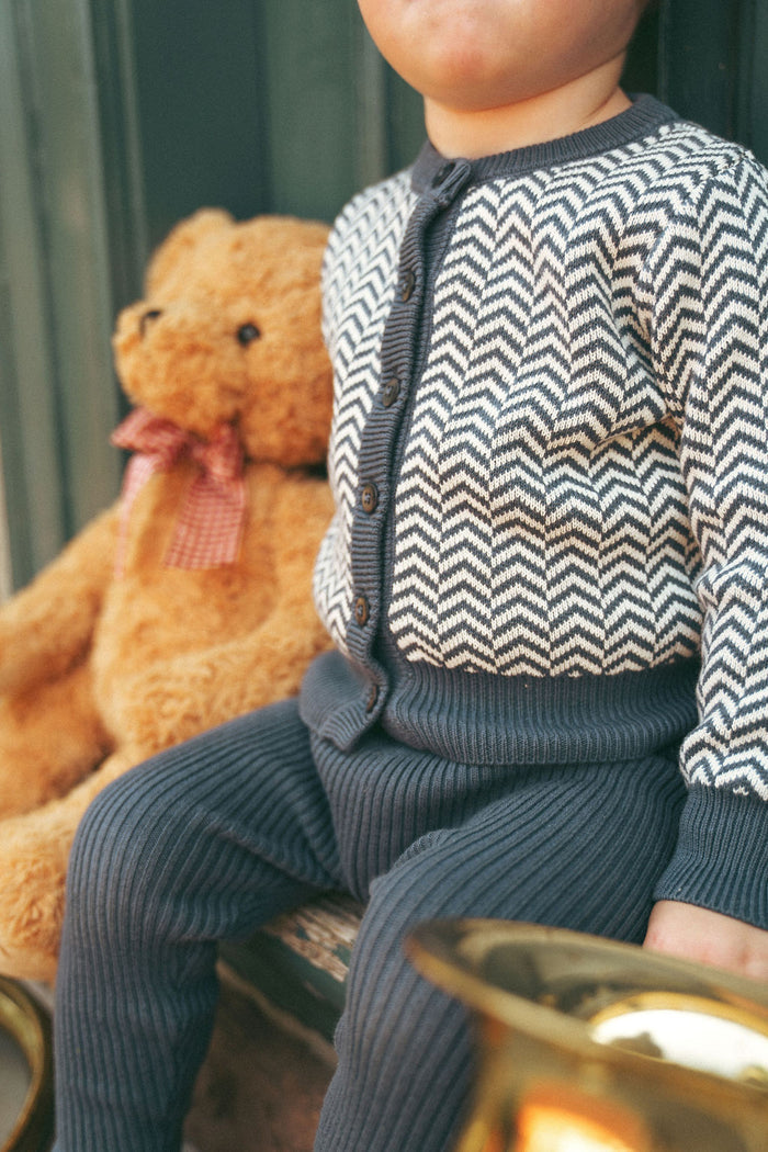 Boys Cardigan – Blue – Herringbone