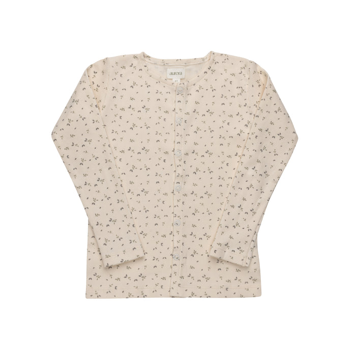 Boys Cardigan – Ivory Blue – Floral Rib