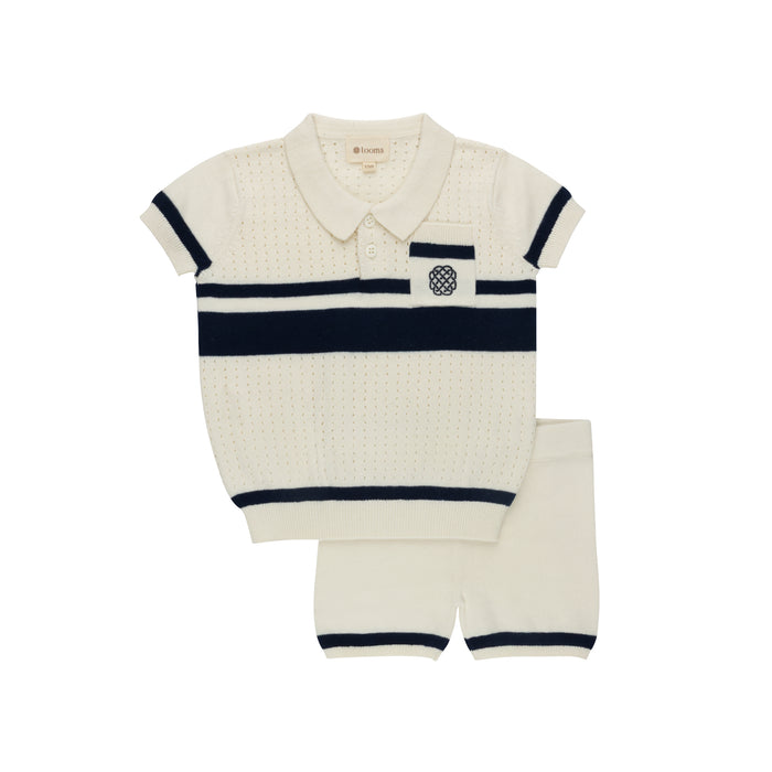 Boys Mesh Knit 2 Piece Set – Ivory – Storybook Collection
