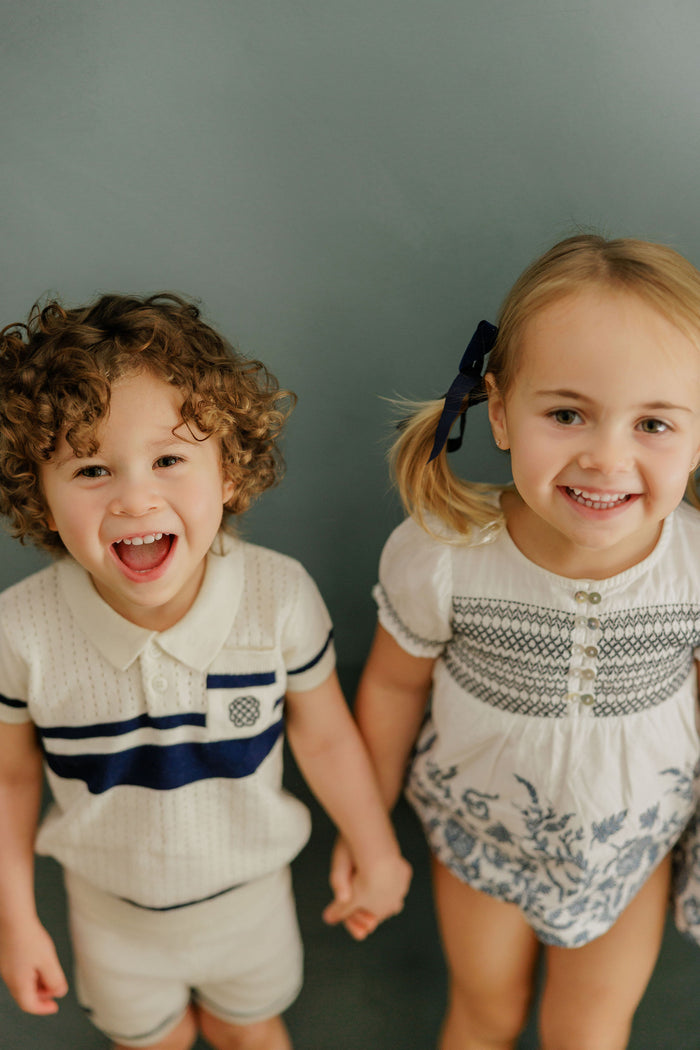 Boys Mesh Knit 2 Piece Set – Ivory – Storybook Collection