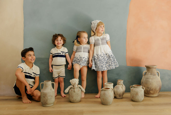 Boys Mesh Knit 2 Piece Set – Ivory – Storybook Collection