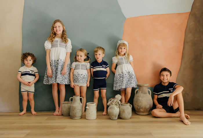 Boys Mesh Knit 2 Piece Set – Navy – Storybook Collection