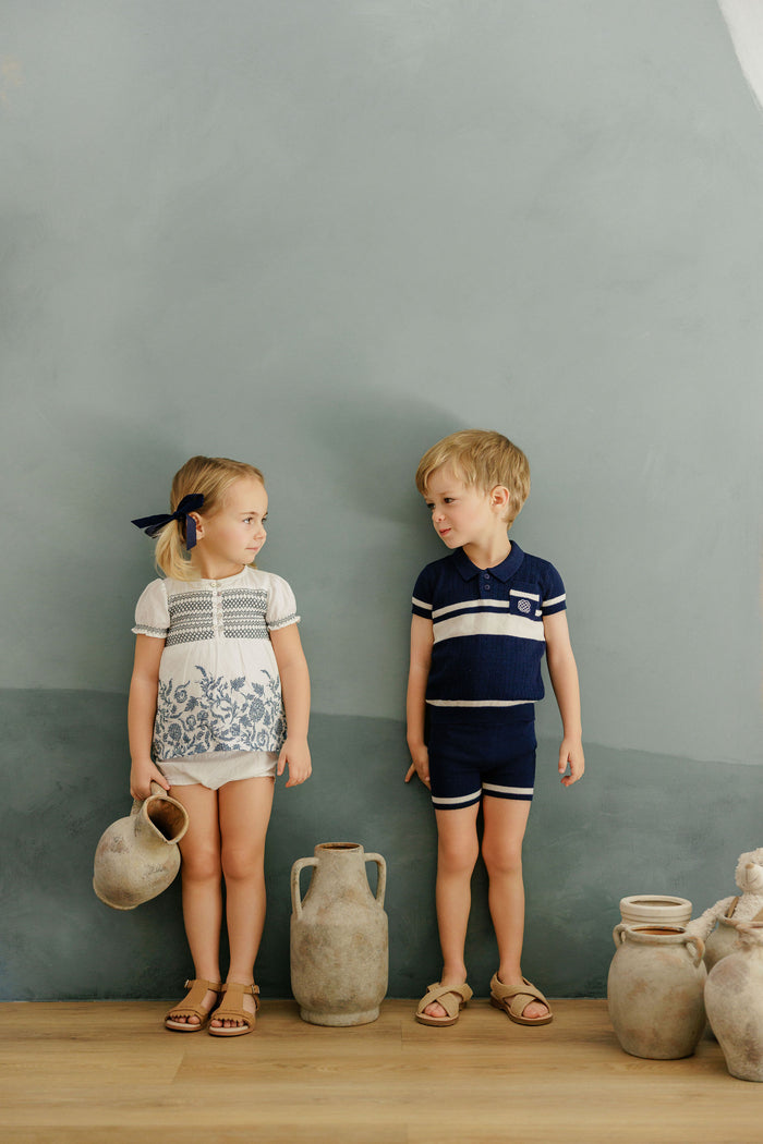 Boys Mesh Knit 2 Piece Set – Navy – Storybook Collection