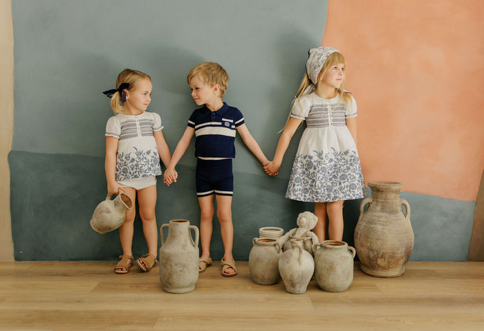 Boys Mesh Knit 2 Piece Set – Navy – Storybook Collection
