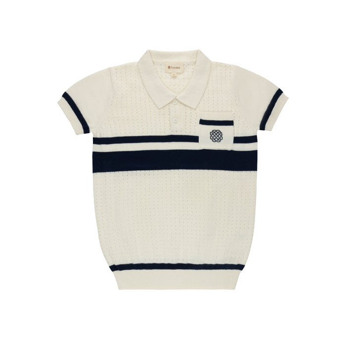 Boys Mesh Knit Polo – Ivory – Storybook Collection