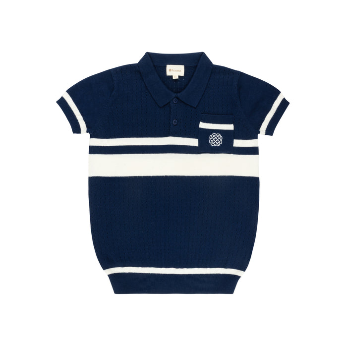 Boys Mesh Knit Polo – Navy – Storybook Collection