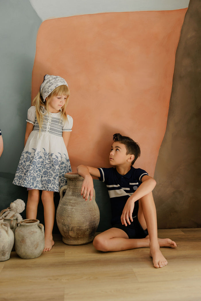Boys Mesh Knit Polo – Navy – Storybook Collection