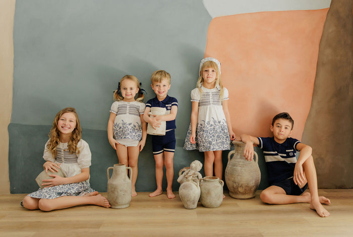 Boys Mesh Knit Polo – Navy – Storybook Collection
